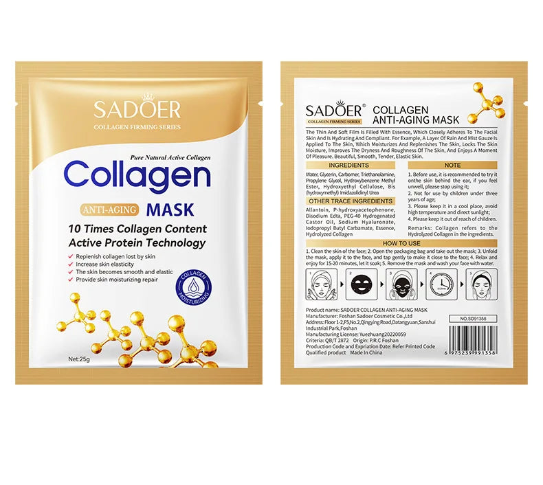 10 pièces SADOER collagène masque Facial
