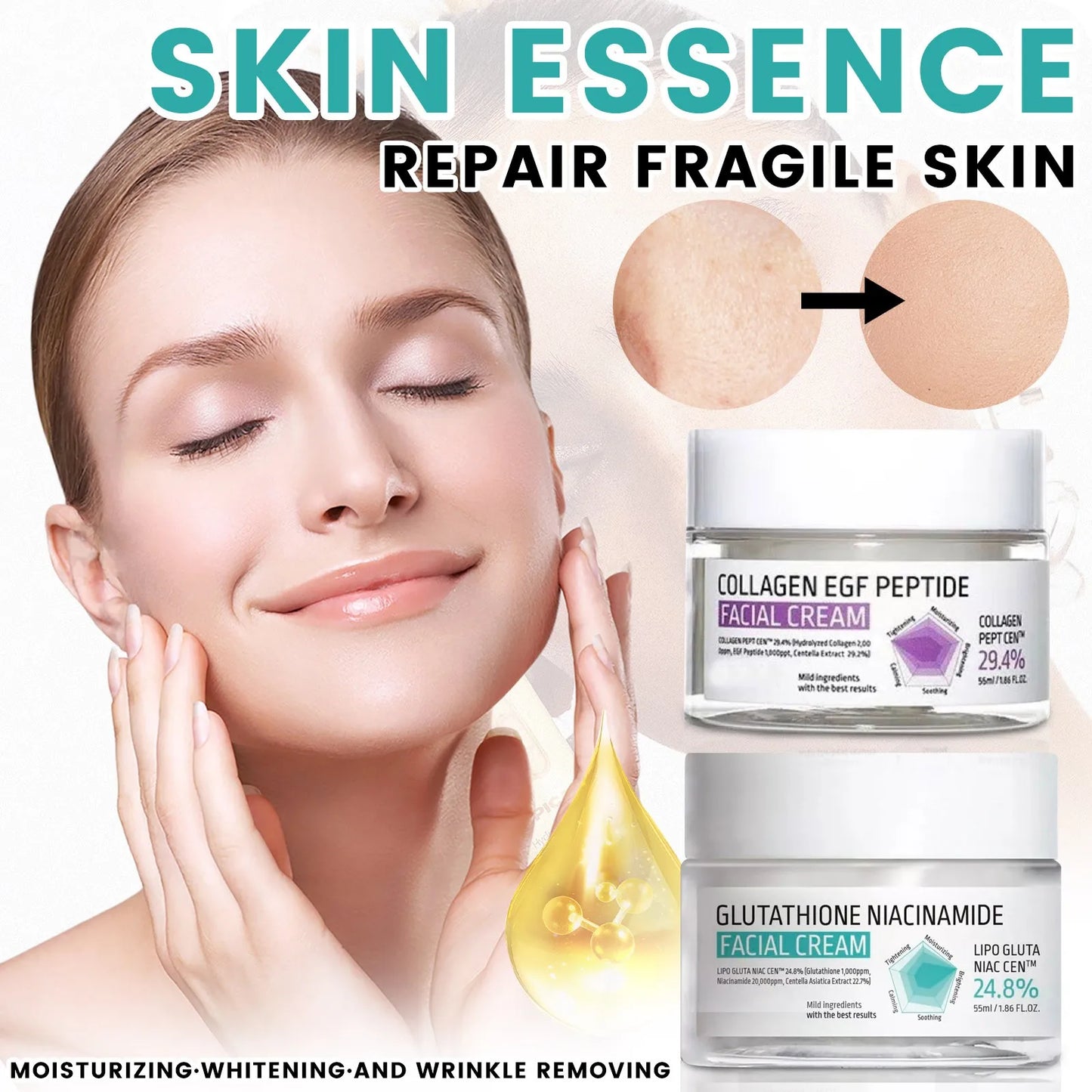 La crème hydrate et éclaircit le visage