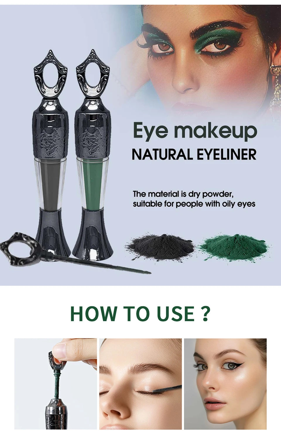Kohl-Eyeliner en poudre longue durée, maquillage naturel, arabe
