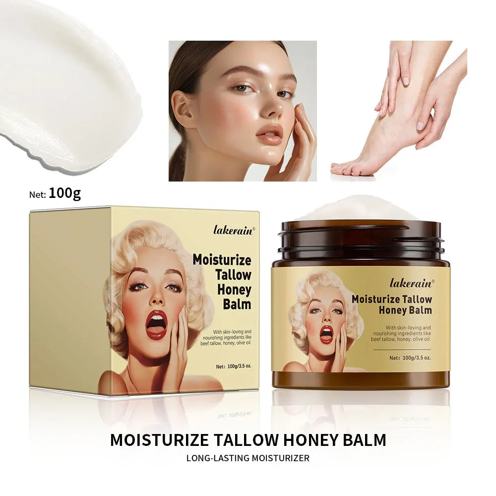 100g/3,5 0z. Baume au miel de Tallow hydratant, baume fouetté au miel