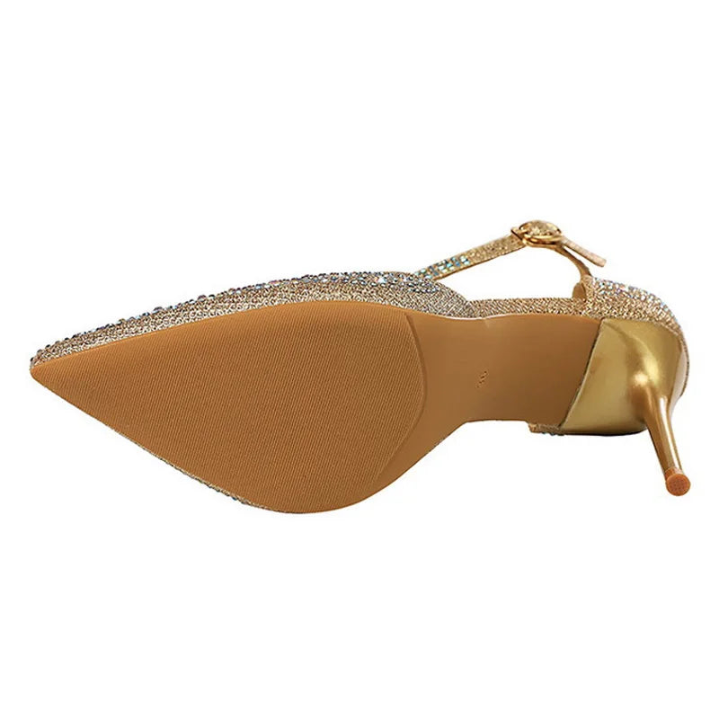 BIGTREE chaussures strass brillants talons