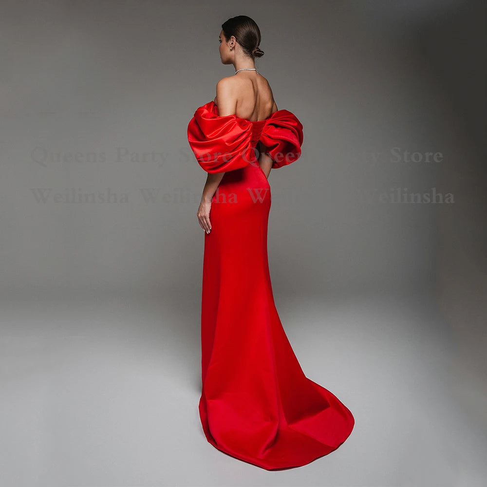 Robe de Bal de Forme Sirène Rouge en Satin