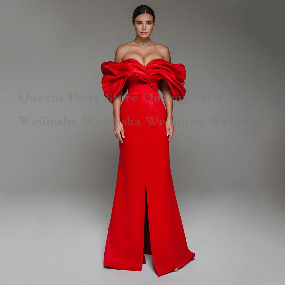 Robe de Bal de Forme Sirène Rouge en Satin