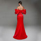Robe de Bal de Forme Sirène Rouge en Satin