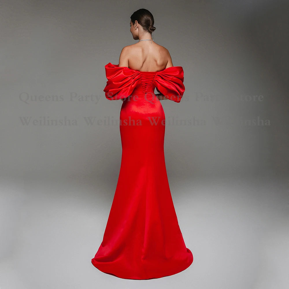 Robe de Bal de Forme Sirène Rouge en Satin