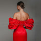 Robe de Bal de Forme Sirène Rouge en Satin