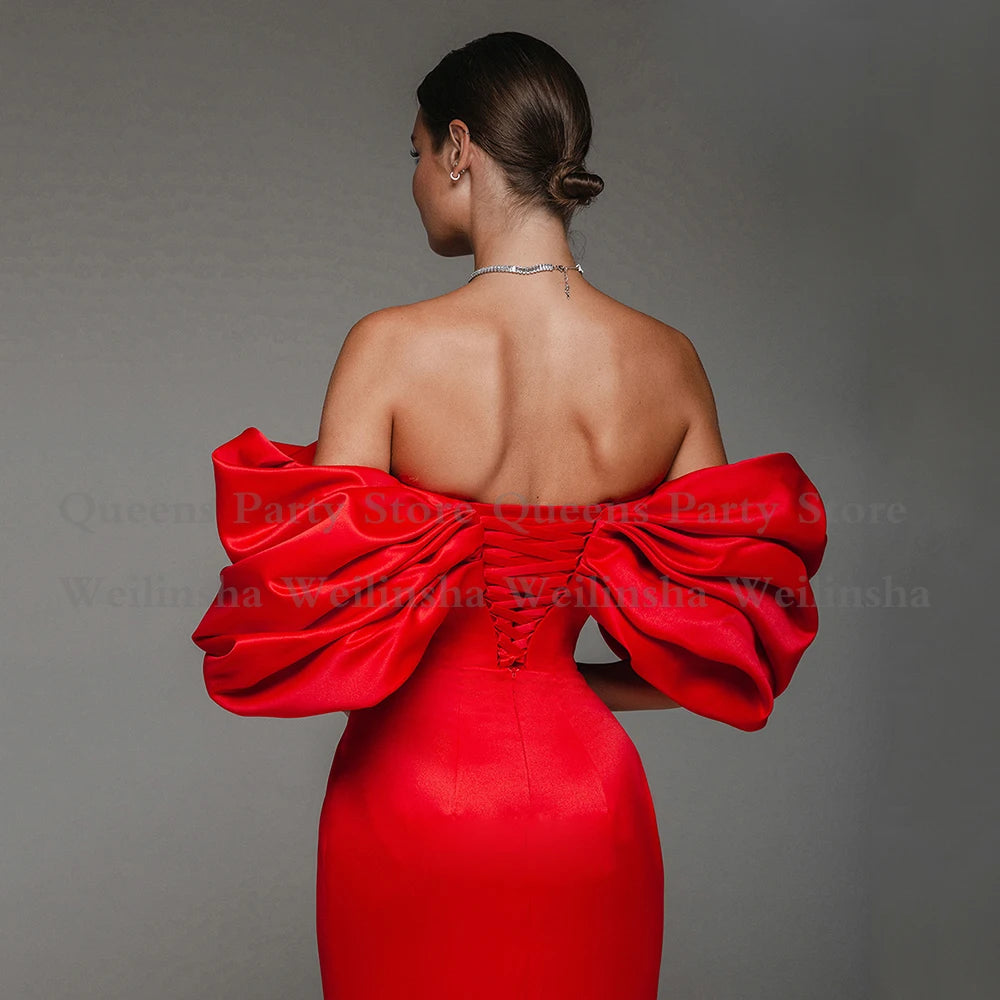 Robe de Bal de Forme Sirène Rouge en Satin