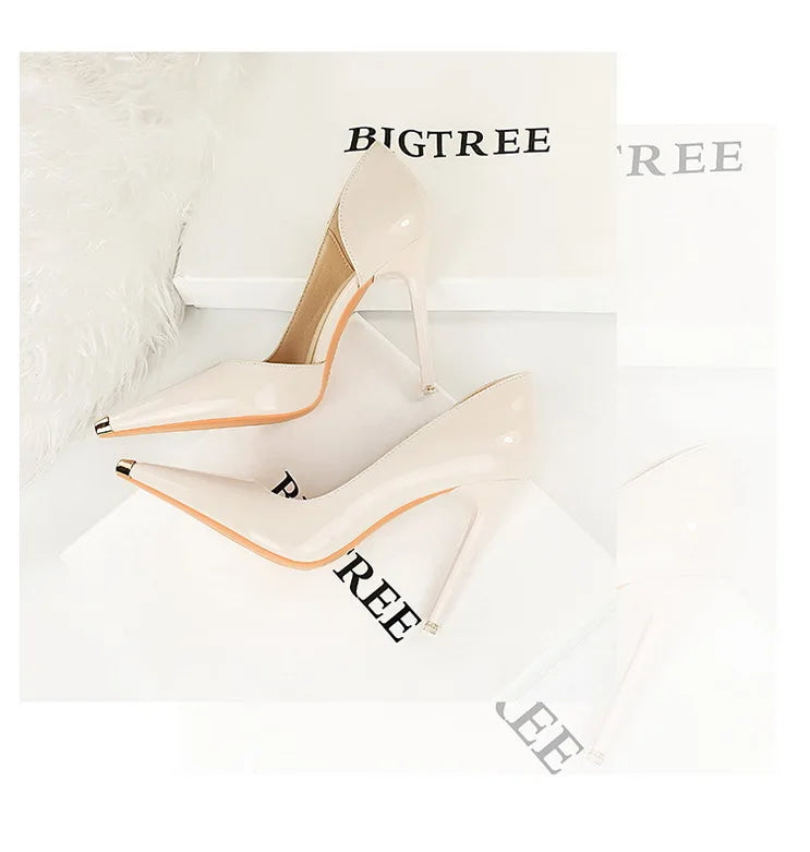 BIGTREE chaussures en cuir verni noir