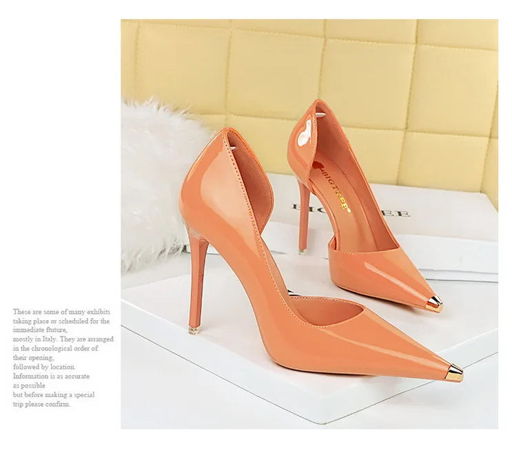 BIGTREE chaussures en cuir verni noir