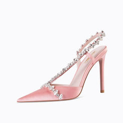 Sandales à strass en tissu de soie pour femmes