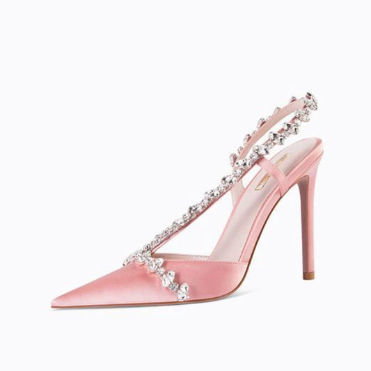 Sandales à strass en tissu de soie pour femmes