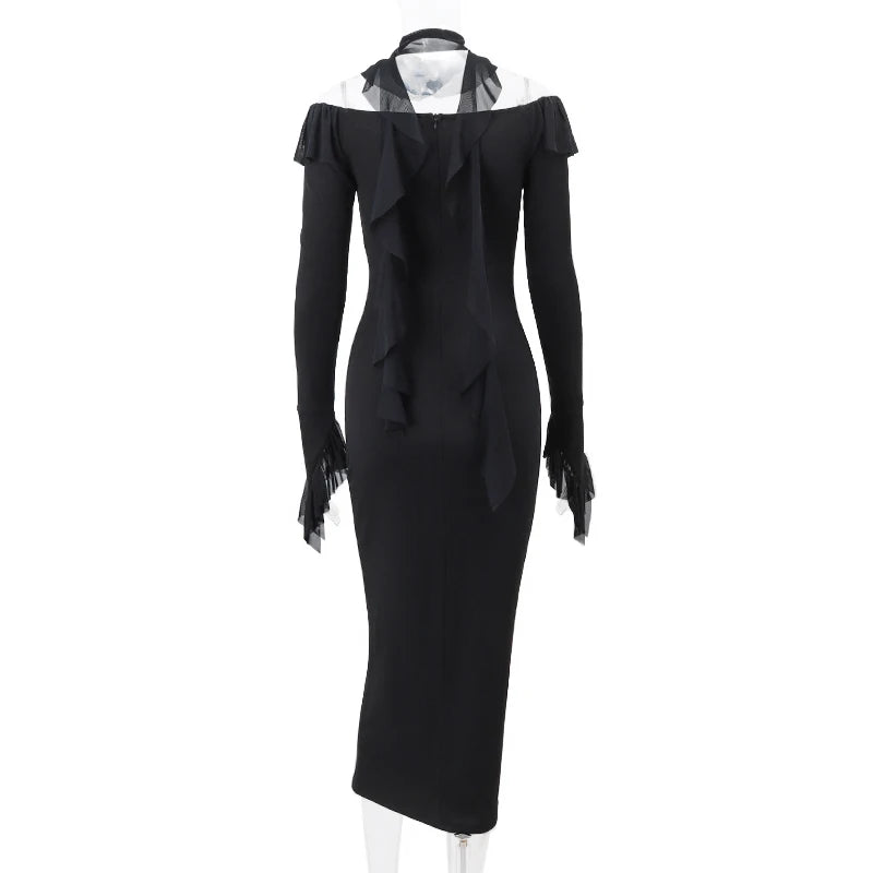 Xeemilo élégant maille volants Robe de soirée