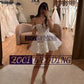 Zoci exquise robes de mariée courtes 3D dentelle Appliques chérie robe de mariée personnalisé épaules nues dos nu robes de mariée