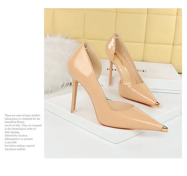 BIGTREE chaussures en cuir verni noir