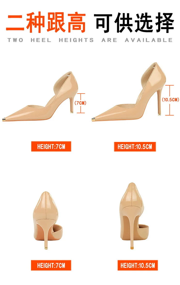 BIGTREE chaussures en cuir verni noir