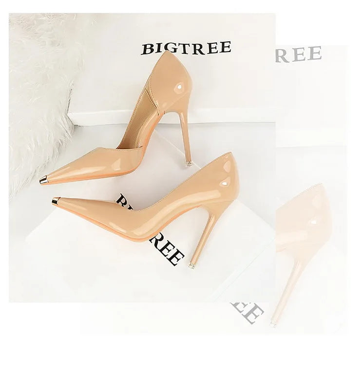 BIGTREE chaussures en cuir verni noir