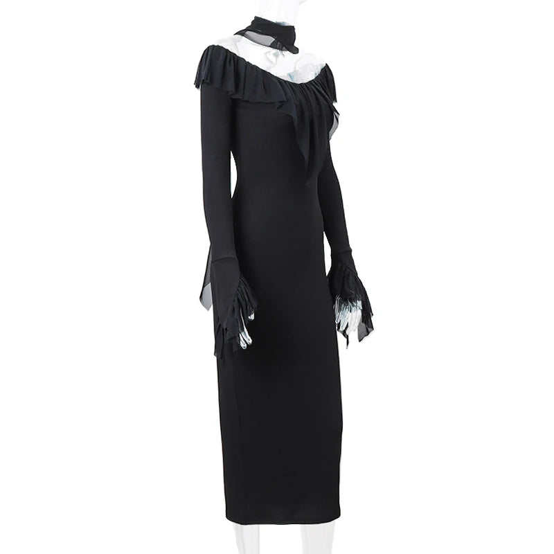 Xeemilo élégant maille volants Robe de soirée