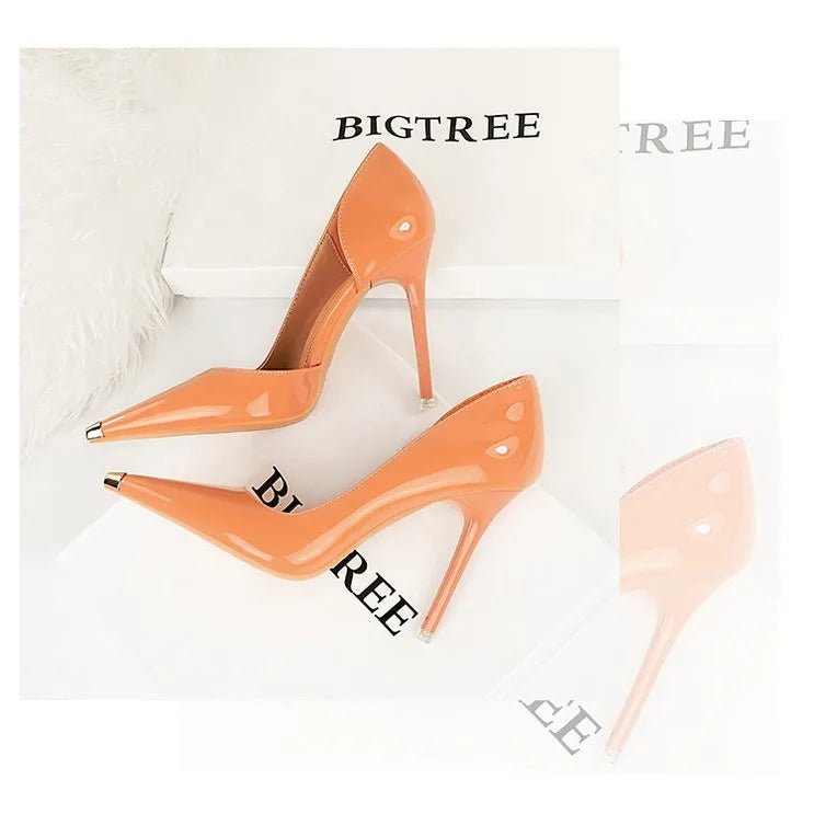 BIGTREE chaussures en cuir verni noir