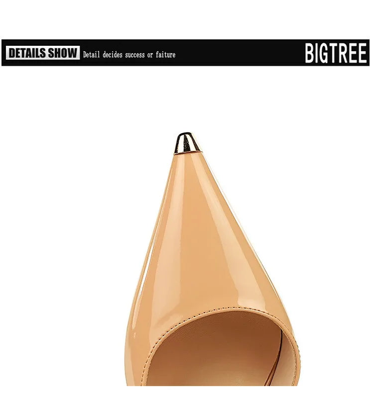 BIGTREE chaussures en cuir verni noir