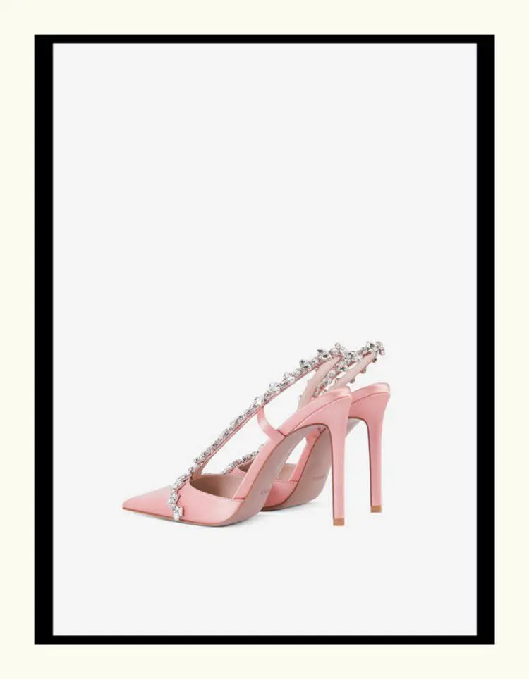 Sandales à strass en tissu de soie pour femmes