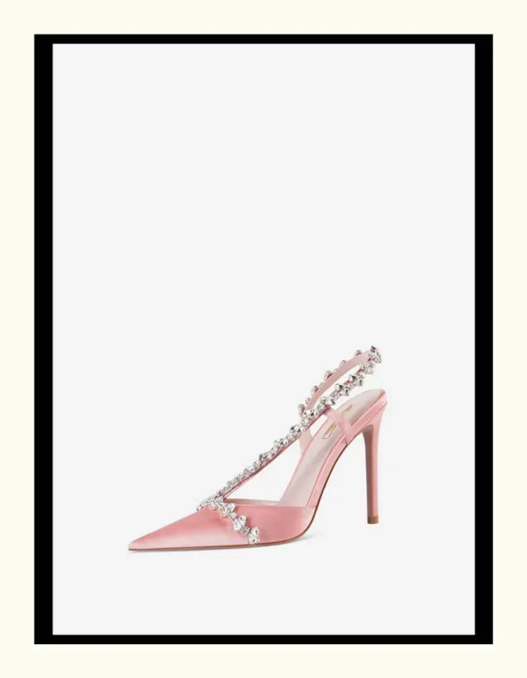 Sandales à strass en tissu de soie pour femmes