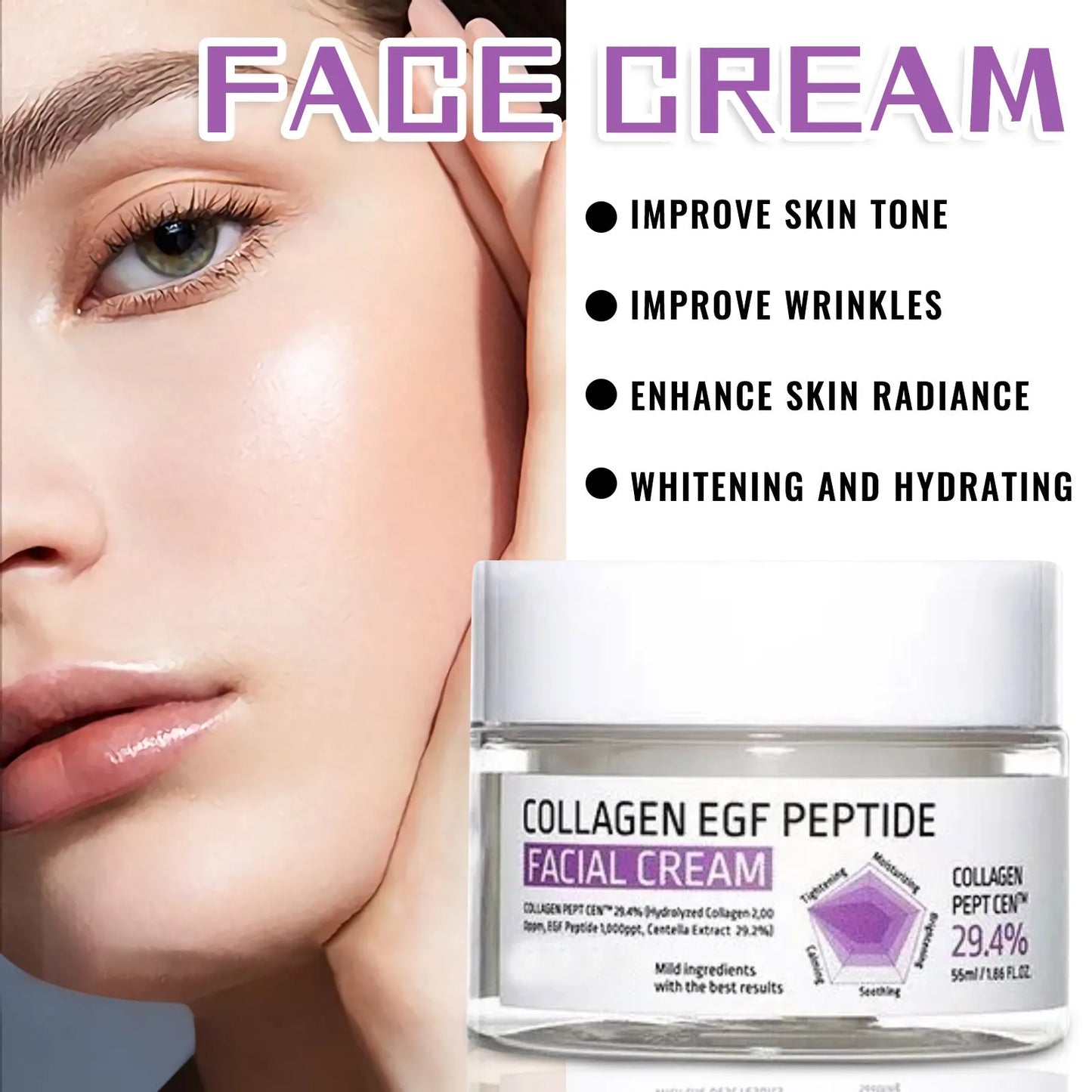 La crème hydrate et éclaircit le visage